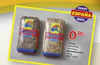 Alsara Supermercados Lentejas castellanas o pardinas nacional alsara oferta