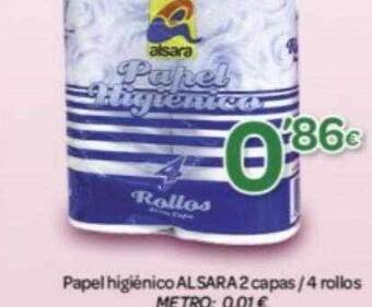 Alsara Supermercados Papel higiénico alsara 2 capas 4 rollos oferta