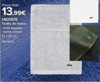 Costco Lacoste toalla de mano oferta