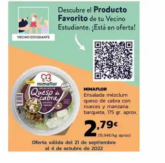 Supermercados Lupa Mimaflor ensalada mézclum queso de cabra con nueces y manzana barqueta oferta