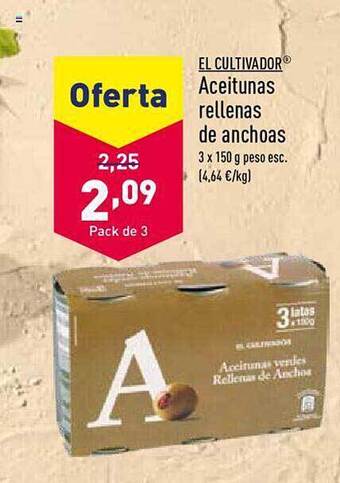ALDI El cultivador aceitunas rellenas de anchoas oferta