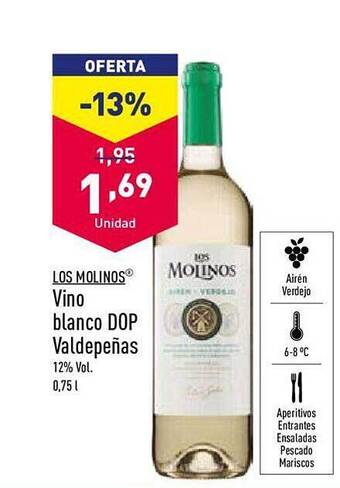 ALDI Los molinos vino blanco dop valdepeñas oferta