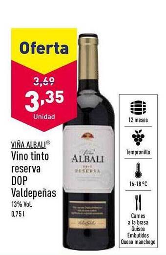 ALDI Viña albali vino tinto reserva dop valdepeñas oferta