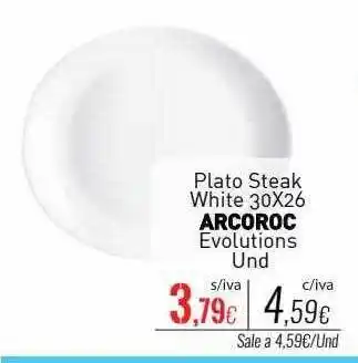 Cuevas Cash Plato steak white 30x26 arcoroc evolutions oferta