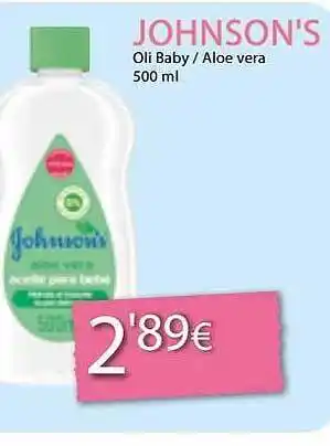 Plusfresc Johnson's oli baby aloe vera oferta