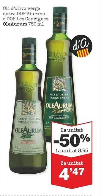 Sorli 2a unitat -50% oli d'oliva verge extra dop siurana o dop les garrigues oleaurum oferta