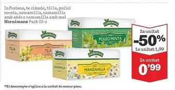 Sorli 2a unitat -50% infusions, te clàssicn til la, poliol menta, camamilla, camamilla amb anís o camamilla amb mel oferta