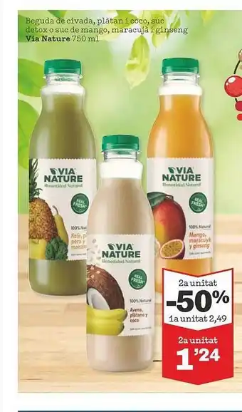 Sorli Beguda de civada, plàtan i coco, suc detox o suc de mango, maracujá i ginseng via nature oferta