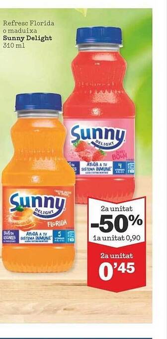 Sorli 2a unitat -50% refresc florida o maduixa sunny delight oferta