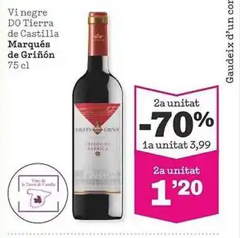 Sorli 2a unitat -70% vi negre do tierra de castilla marqués de griñón oferta