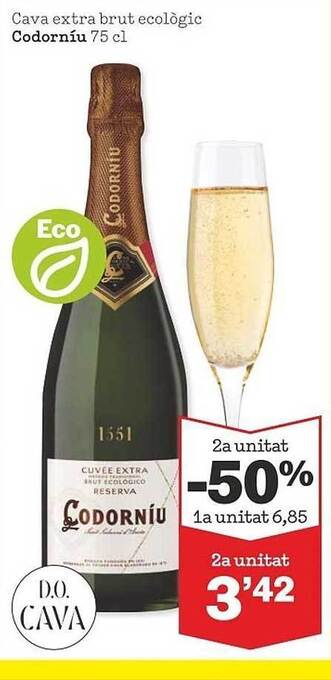 Sorli 2a unitat -50% cava extra brut ecològic codorníu oferta