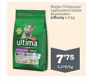 Sorli Menjar ultima per a gats esterilitzats de pollastre affinity oferta