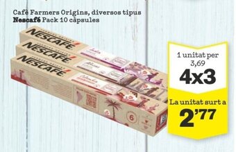 Sorli Cafe farmers origins, diversos tipus NESCAFÉ pack 10 càpsules oferta