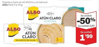 Sorli Tonyina clara en oli d'oliva o al natural ALBO pack 3 x 48 g oferta