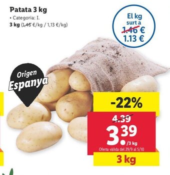 Lidl Patata 3kg oferta