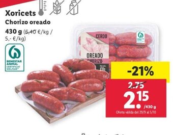 Lidl Xoricets Chorizo Oreado oferta