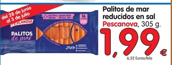 Alimerka Pescanova Palitos de mar reducidos en sal 305 g oferta