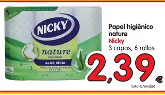 Alimerka Nicky Papel hihiènico nature 3 capas, 6 rollos oferta