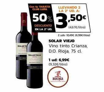 Supermercados Lupa Solar viejo vino tinto crianza d.o. rioja oferta
