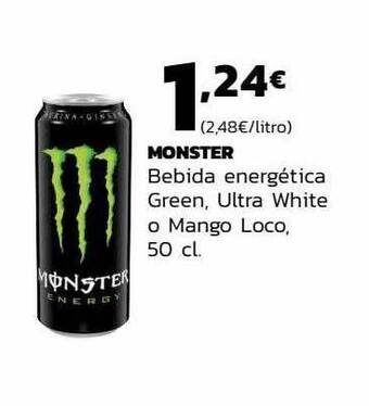 Supermercados Lupa Monster bebida energética green ultra white o mango loco oferta