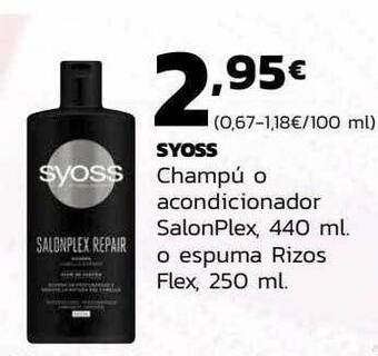 Supermercados Lupa Syoss champú o acondicionador salonplex o espuma rizos flex oferta
