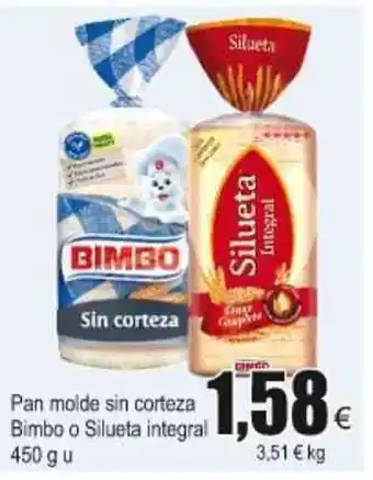 FROIZ Bimbo Pan molde sin corteza o Silueta integral 450g u oferta