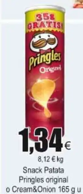 FROIZ Pringles Snack Patata original o Cream & Onion 165g u oferta