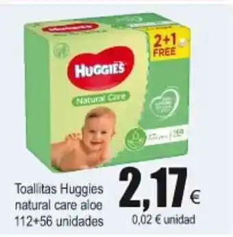 FROIZ Huggies Toallitas natural care aloe 112+56 unidades oferta