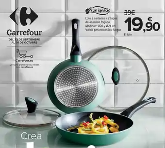 Carrefour Lote 2 sartenes + 2 tapas de aluminio forjado oferta