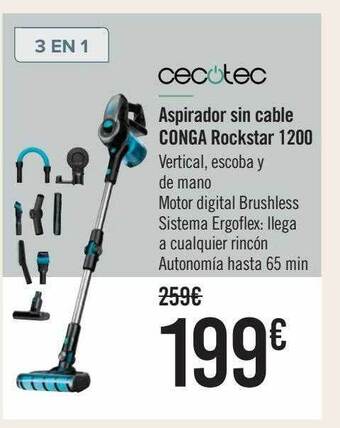 Carrefour Cecotec aspirador sin cable conga rockstar 1200 oferta