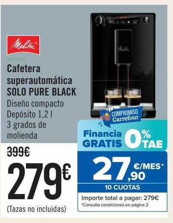 Carrefour Cafetera superautomática solo pure black melitta oferta