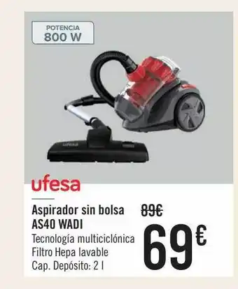 Carrefour Ufesa aspirador sin bolsa as40 wadi oferta