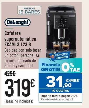 Carrefour Cafetera superautomática ecam13.123.b delonghi oferta