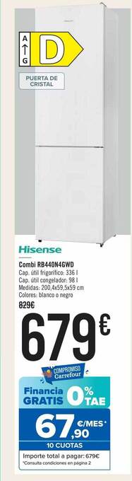 Carrefour Hisense combi rb440n4gwd oferta