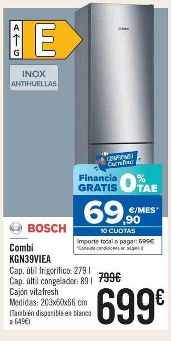 Carrefour Bosch combi kgn39viea oferta