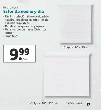 Lidl Livarno home estor de noche y día oferta
