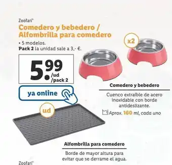 Lidl Zoofari comedero y bebedero alfombrilla para comedero oferta
