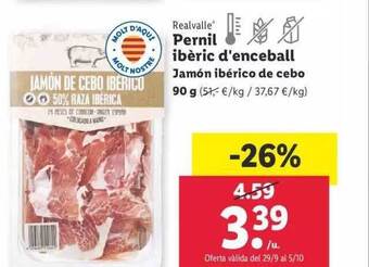 Lidl Realvalle jamón ibérico de cebo oferta