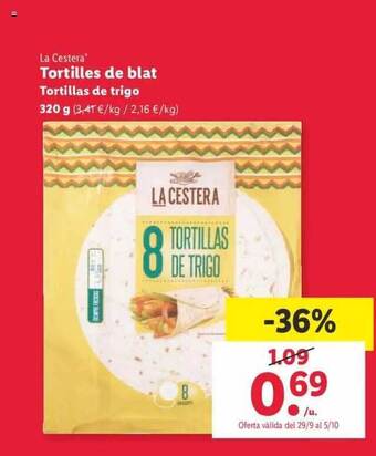 Lidl La cestera tortillas de trigo oferta