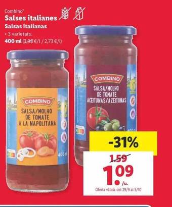 Lidl Combino salsas italianas oferta