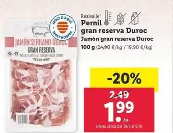Lidl Realvalle jamón gran reserva duroc oferta
