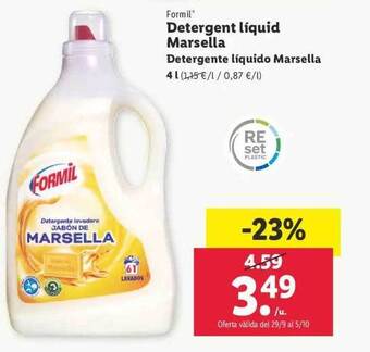 Lidl Formil detergente liquido marsella oferta