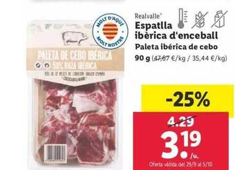 Lidl Realvalle paleta ibérica de cebo oferta