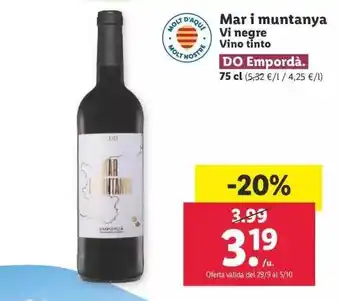 Lidl Mar i muntanya vino tinto oferta