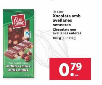 Lidl Fin carré chocolate con avellanas enteras oferta