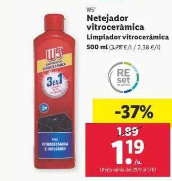 Lidl W5 limpiador vitrocerámica oferta