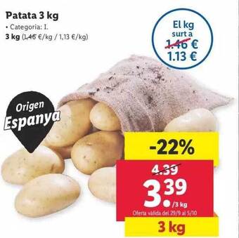 Lidl Patata 3kg oferta
