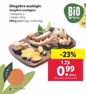 Lidl Jengibre ecológico oferta