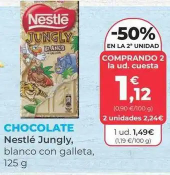 SPAR Gran Canaria -50% en la 2a unidad chocolate nestlé jungly blanco con galleta oferta