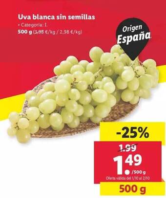 Lidl Uva blanca sin semillas oferta